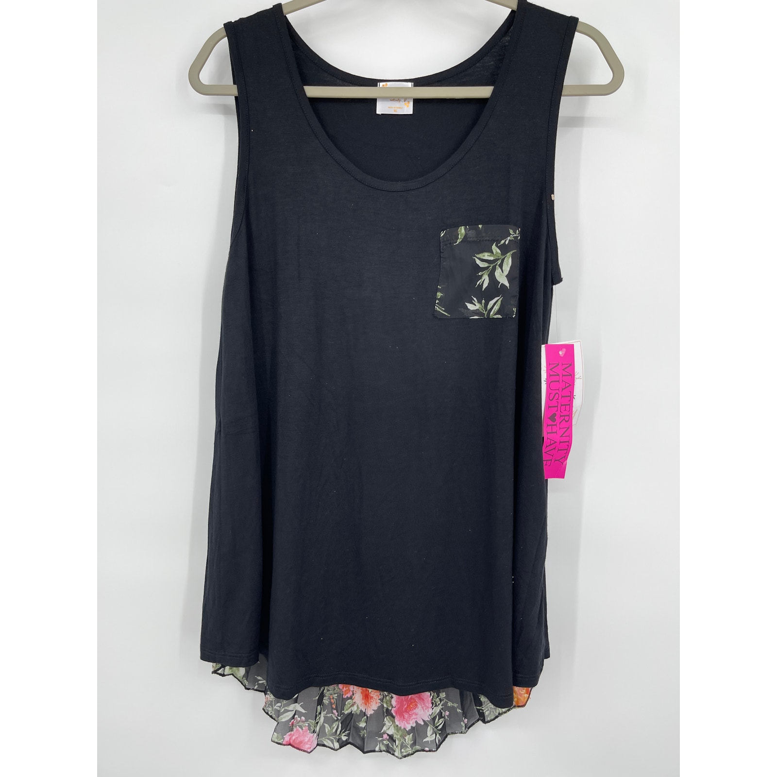 Sirenlily Maternity Womens Black Floral Back Sleeveless Blouse Shirt Top New Xl — image 8 of 8